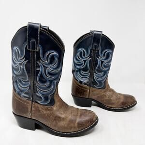 [Cody James] Blue Brown Holt Two-Tone Embroidered Western Cowboy Boots Size 13